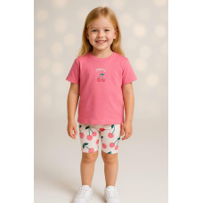 Комплект с велосипедками для девочки Zara с пирнтом Cherry, Розовый, рост 104 см