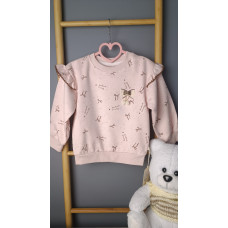 Детский свитшот с рюшами и бантом, Розовый, рост 100 см