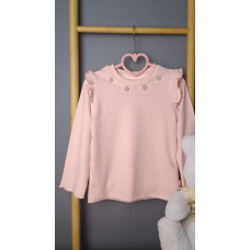 Свитшот с рюшами и бусинами для девочки Светло-розовый, рост 100 см