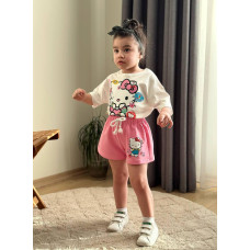 Костюм с шортами для девочки Boyboy с принтом Hello Kitty, рост 104 см