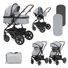 Детская коляска-трансформер Lorell Kids Lora set-1 3 в 1 ножной тормоз 68х88х32 см Серый (10021282123-LR)