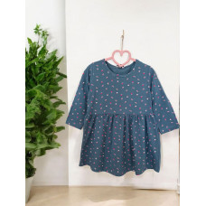 Детское трикотажное платье с цветочным принтом, Бирюзовый, рост 104 см