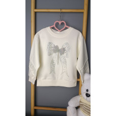 Свитшот со стразами для девочки, Молочный, рост 110 см