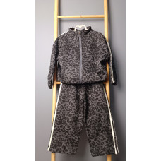 Модный спортивный костюм для девочки с леопардовым принтом, Графит, рост 110 см