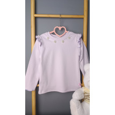 Свитшот с рюшами и бусинами для девочки Светло-сиреневый, рост 100 см