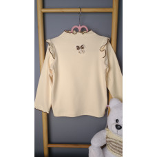 Однотонный свитшот с рюшами для девочки, Кремовый, рост 100 см