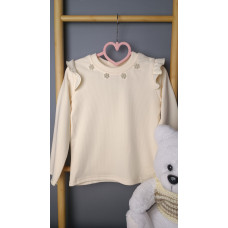 Свитшот с рюшами и бусинами для девочки Светло-бежевый, рост 100 см