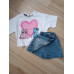 Костюм для девочки Boyboy с принтом Стича, футболка и юбка-шорты с вышивкой, рост 104 см