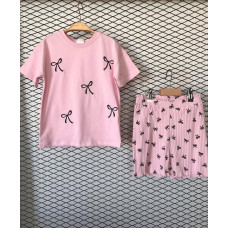 Костюм с шортами для девочки Zara с бантиками, Розовый, рост 110 см