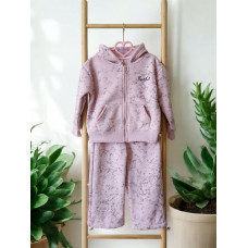 Теплый детский костюм для девочки с абстрактным принтом, Розовый, рост 100 см