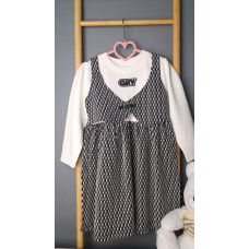 Платье для девочки с длинным рукавом, имитация двойки, рост 110 см