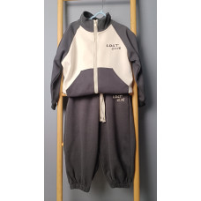 Спортивный костюм для мальчика, без капюшона, Серый, рост 100 см