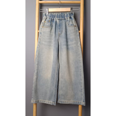 Джинсы палаццо на резинке для девочки, длина 83 см