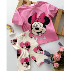 Костюм с велотреками для девочки Zara с принтом Minnie, Розовый, рост 110 см