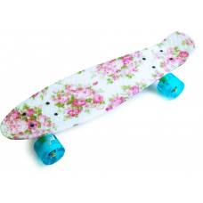 Детский пенни борд Space Sport Flowers ABEC-7 пластиковый со светящимися колёсами Разноцветный 55х15 см (DP-1427061371)