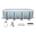 Каркасный бассейн Intex 26770 Prism ClearView Rectangular Pool, 400×200×122 см с прозрачными окнами, насосом, лестницей, тентом и подстилкой (IND-26770)