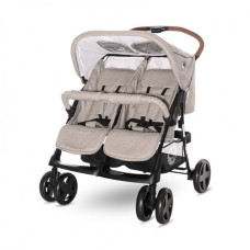 Детская коляска для двойни Lorell Kids Twin STRING-1 съемный бампер карман ножной тормоз 5-ти точечные ремни безопасности Бежевый (10020072115-LR)
