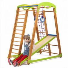 Детский спортивный игровой комплекс Baby Sport SB Кроха мини Дерево Разноцветный 132х85х150 см (2 мини)