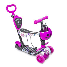 Самокат Scooter 5in1 Маки фиолетовый цветок с подсветкой 60 кг (DP-489626380)