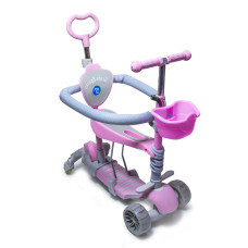 Самокат с бортиком Scale Sports Smart 5 в 1 Full подсветка колес 60 кг розовый (DP-932824223)