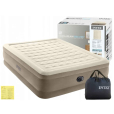 Надувная кровать Intex со встроенным электронасосом флокированная поверхность Dura Beam 203×152×46 см (IND-64428)