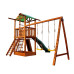 Детский деревянный игровой комплекс SportBaby Babyland-3 с горкой 3 м, качелями, лестницей и домиком 3,2 м (SB-1933)