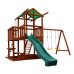 Детский деревянный игровой комплекс SportBaby Babyland-11 цветной с горкой 3 м, качелями и скалодромом высота 3,2 м (SB-1937)
