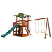 Детский деревянный игровой комплекс SportBaby Babyland-11 цветной с горкой 3 м, качелями и скалодромом высота 3,2 м (SB-1937)