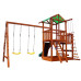 Детский деревянный игровой комплекс SportBaby Babyland-11 цветной с горкой 3 м, качелями и скалодромом высота 3,2 м (SB-1937)