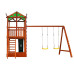 Детский деревянный игровой комплекс SportBaby Babyland-2 с горкой 3 м, качелями и домиком, высота 3,2 м (SB-1939)
