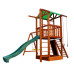 Детский деревянный игровой комплекс SportBaby Babyland-6 для дачи с горкой 3 м, качелями и домиком высота 3,2 м (SB-1940)