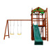 Детский деревянный игровой комплекс SportBaby Babyland-6 для дачи с горкой 3 м, качелями и домиком высота 3,2 м (SB-1940)