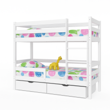 Двухъярусная кровать SportBaby Babyson 6 с ящиками, сосна, белая, спальное место 80×190 см (SB-3885)
