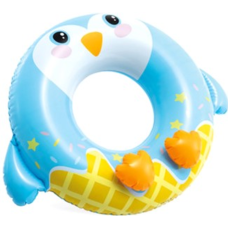 Надувной круг детский от 8 лет Милые зверята Intex 99x76 см голубой (IND-59266-penguin)