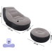 Надувное кресло с пуфом Intex серое 130×99×76 см флокированное покрытие (IND-68564)