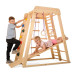 Детский спортивный комплекс SportBaby Акварелька-Outdoor 3 с горкой 150 см, кольцами и скалодромом, высота 141 см  (SB-4003)