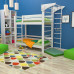 Двухъярусная спортивная кровать Babyson 10 с турником и спортивным комплексом 80×190 см, белая (SB-3909)