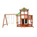 Детский деревянный игровой комплекс SportBaby Babyland-9 для дачи с горкой 3 м, качелями, домиком и скалодромом, длина 7 м (SB-1900)