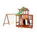 Детский деревянный игровой комплекс SportBaby Babyland-9 для дачи с горкой 3 м, качелями, домиком и скалодромом, длина 7 м (SB-1900)