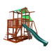 Детский деревянный игровой комплекс SportBaby Babyland-9 для дачи с горкой 3 м, качелями, домиком и скалодромом, длина 7 м (SB-1900)