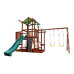 Детский деревянный игровой комплекс SportBaby Babyland-9 для дачи с горкой 3 м, качелями, домиком и скалодромом, длина 7 м (SB-1900)