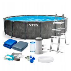 Каркасный бассейн Intex 26742 GreyWood Prism Frame 457×122 см с насосом, лестницей, подстилкой и тентом (IND-26742)