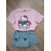 Костюм для девочки Boyboy с принтом Hello Kitty, футболка и джинсовая юбка-шорты, рост 116 см