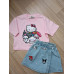 Костюм для девочки Boyboy с принтом Hello Kitty, футболка и джинсовая юбка-шорты, рост 116 см