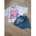 Костюм для девочки Boyboy с принтом Стича, футболка и юбка-шорты с вышивкой, рост 110 см