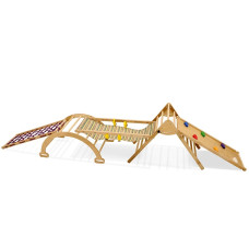 Детский игровой комплекс Baby Sport SB Альпинист-5 с горкой 106 см сеткой пирамидой и гамаком Коричневый (Альпинист-5)