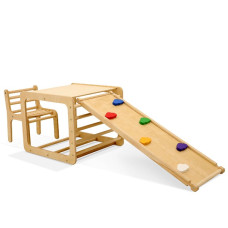 Детский игровой комплекс Baby Sport SB Кубик с горкой 106 см столиком и стульчиком Коричневый (Кубик-горка)