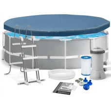 Каркасный бассейн Intex 26718FS-3 New Prism Frame Premium Pool 366×122 см с насос-фильтром 3785 л/ч, стремянкой и защитным тентом (IND-26718FS-3 New)