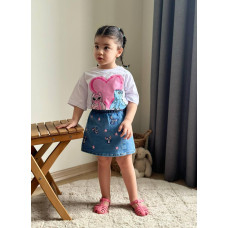 Костюм для девочки Boyboy с принтом Стича, футболка и юбка-шорты с вышивкой, рост 104 см