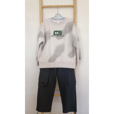 Костюм на флисе для мальчика: свитшот и брюки карго, рост 130 см